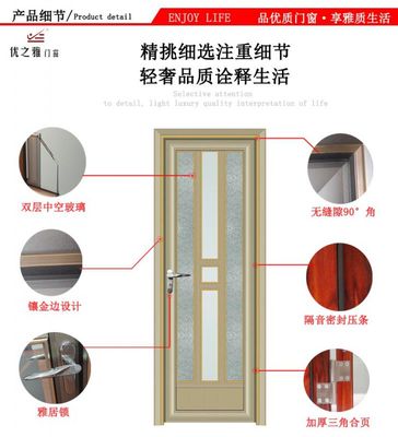 鋁合金門窗廠家直銷鋁合金衛生間平開門YP-614